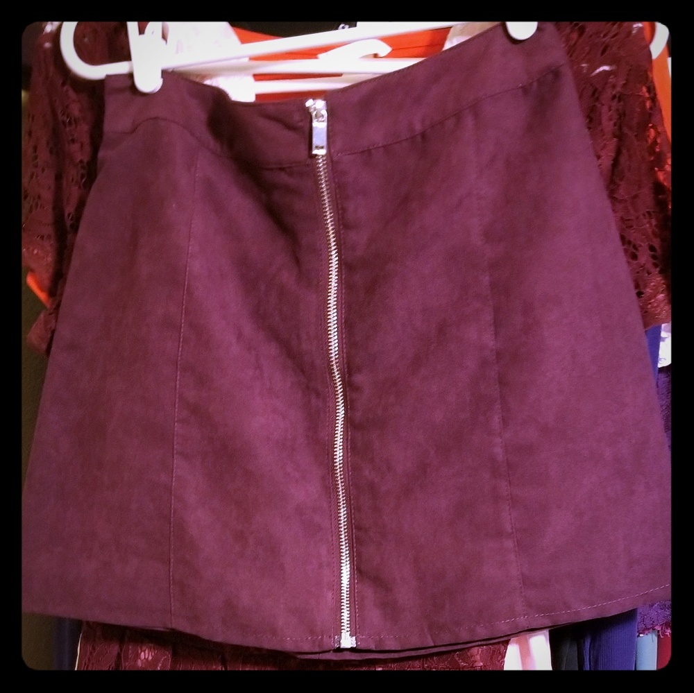 NWT H&M Zipper Front Mini Skirt Faux Suede Lined